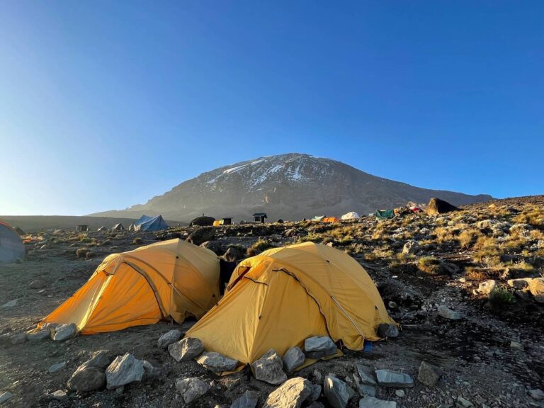 mt kilimanjaro campsite with 2 tents