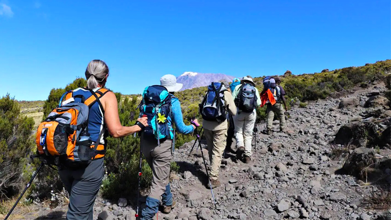 hikers on Mt. Kilimanjaro