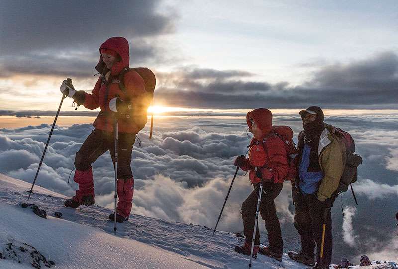 Hikers at stella point on the final day of the 6 days machame route summit attempt