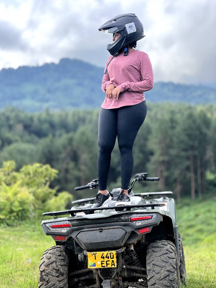 Girl on Quadbike in Meru eco camp Arusha