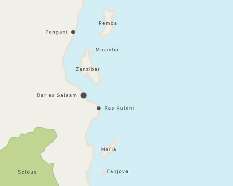 Tanzania Safari Coastal & Island Extensions map