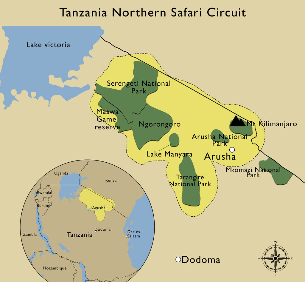 Tanzania northern safari circuit Map