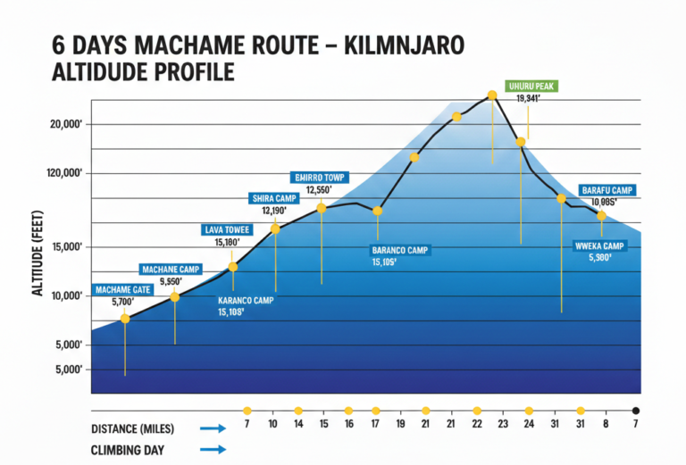 Machame route Altitude Profile
